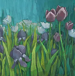 Marek Szal, тюльпаны, Масляная картина - , 70 x 50