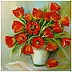 Grażyna Potocka - Pittura a olio di tulipani 50-50 cm