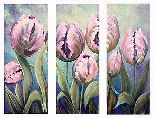   - Pink tulips triptych
