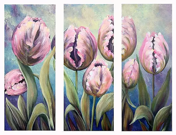 Małgorzata Mutor - Pink tulips triptych