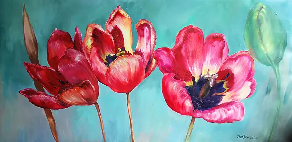 Justyna Szałamacha - Tulipany w słońcu