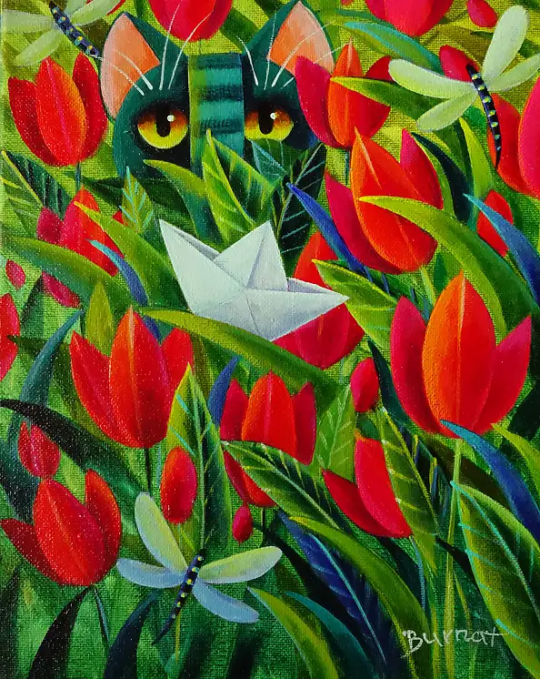 Wiesława Burnat, Tulipany, Obraz akrylowy - płótno, 24 x 30