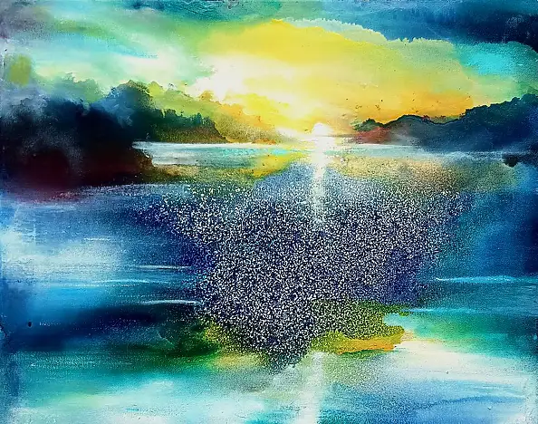 Włodzimierz Draczyński, Turquoise evening, Oil painting - canvas, 50 x 40