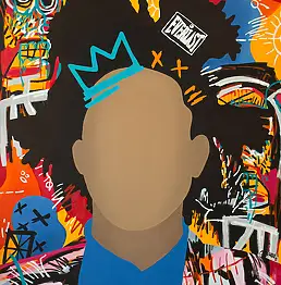 Monika Mrowiec, Twarze i symbole - Jean-Michel Basquiat, Inne, Obraz akrylowy, Obraz olejny - płótno, 100 x 140