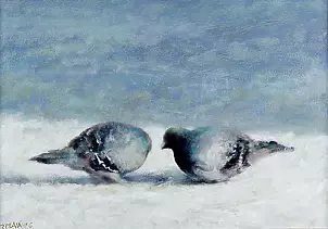 Piotr Pilawa - Two pigeons in the snow