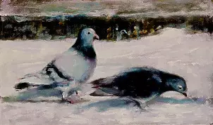 Piotr Pilawa - Two pigeons in the snow