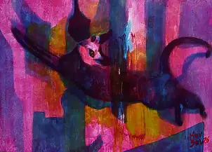 Marzena Salwowska, Il tuo gatto sul suo tappeto graffiato, Inchiostro - carta, 42 x 30
