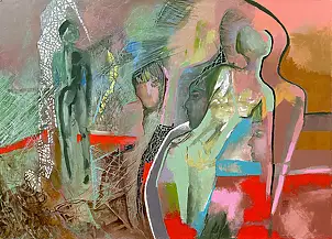 Anna Lupa Suchy, Tylko nie róż, Obraz olejny - płótno, 70 x 50