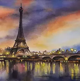 Yana Yeremenko - "UNDER THE SKY OF PARIS", watercolor drawing