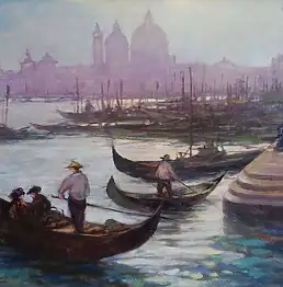 Józef Łącki, LE CHARME DE VENISE, Peinture à l'huile - toile, 81 x 65
