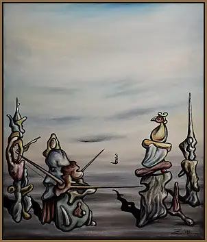 Zbigniew Suwała, At my aunt's name day party, Acrylic painting - canvas, 45 x 60