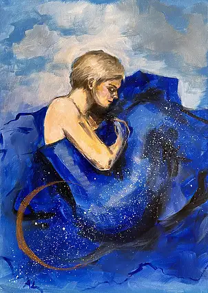 Adriana Laube, "Ubrana w noc", Obraz akrylowy - płótno, 50 x 70