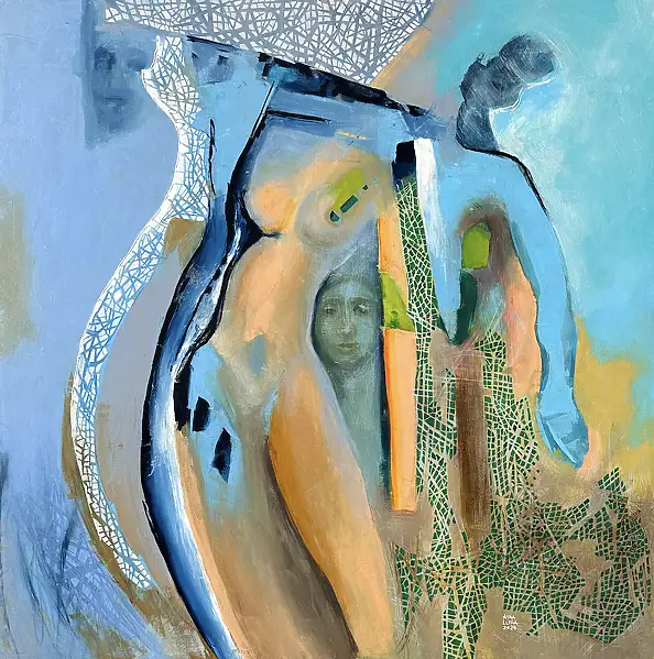Anna Lupa Suchy, A nod to the blue, Oil painting - canvas, 70 x 70