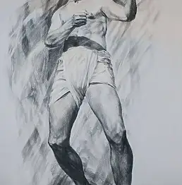 Владимир Иванов, Укрощающий коня, Kreide, Kohle - Papier, 56 x 97