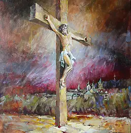 Piotr Kolano, Распятие, Голгофа Санок, Акрилова картина - холст, 50 x 70