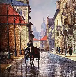Jacek Łoziński, Улица Щапитана в Кракове, Акрилова картина - холст, 60 x 80