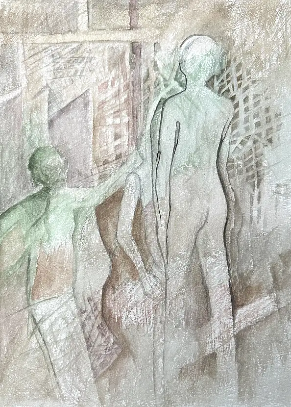 Anna Lupa Suchy, Durch die Straßen von V, Aquarelle - Papier, 20 x 29
