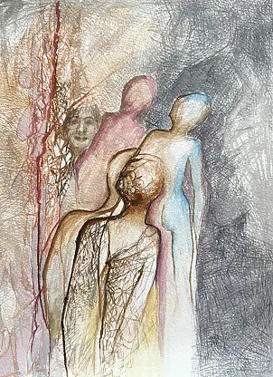 Anna Lupa Suchy, Ulicami - wtorek, Akwarele - papier, 20 x 29