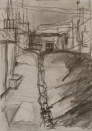 Agnieszka Kurlenda - Uliczka maltańska2 rysunek ołówkiem