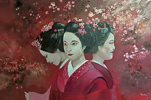 Monika Muszyńska, The fleetingness of sakura, Oil painting - canvas, 120 x 80