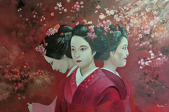 Monika Muszyńska, The fleetingness of sakura, Oil painting - canvas, 120 x 80