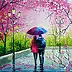 Olha Darchuk, Under the Umbrella of Spring, Obraz olejny - płótno, 50 x 60
