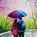 Olha Darchuk, Under the Umbrella of Spring, Obraz olejny - płótno, 50 x 60