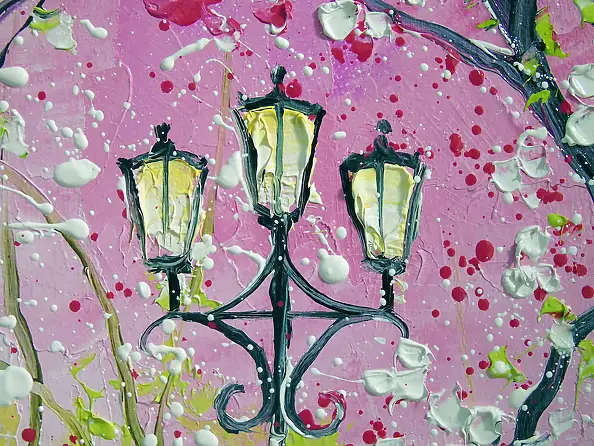 Olha Darchuk, Under the Umbrella of Spring, Obraz olejny - płótno, 50 x 60