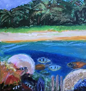 Krystyna Mościszko, Underwater 3, Obraz akrylowy - płótno, 40 x 40