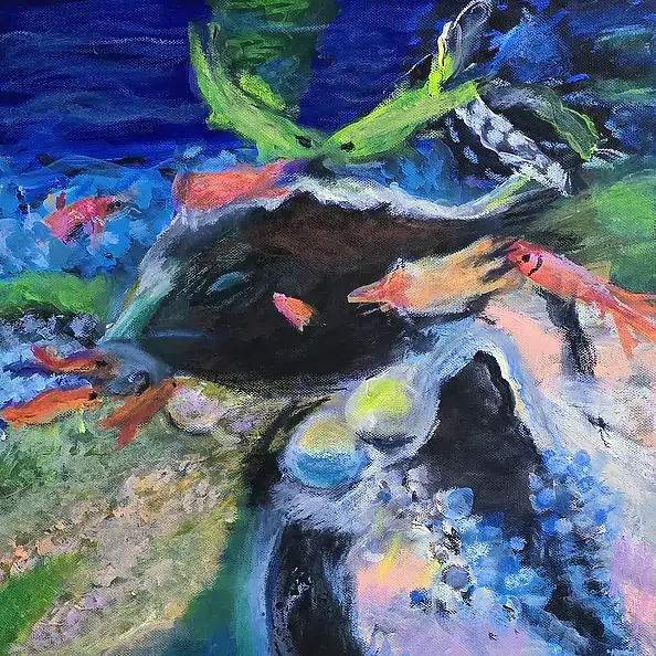 Krystyna Mościszko, Underwater 4, Obraz akrylowy - płótno, 40 x 40