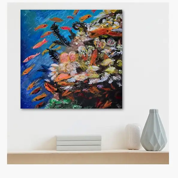 Krystyna Mościszko, Underwater, Obraz akrylowy - płótno, 40 x 40