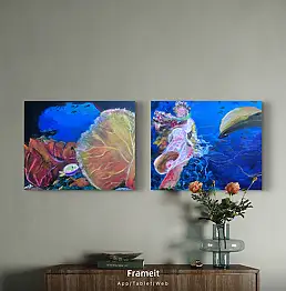 Krystyna Mościszko, Underwater koralowce, 50x40x1 cm, Obraz akrylowy - płótno, 50 x 40