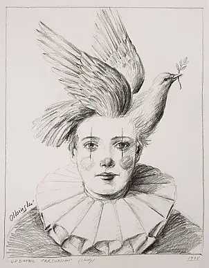 Rafał Olbiński, Update Persuasion, 1998, crayon, Pencil - paper, 50 x 65