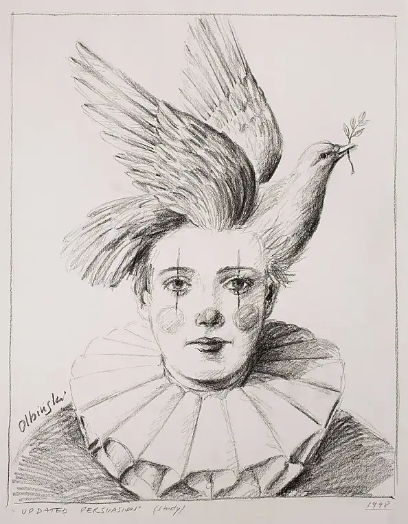 Rafał Olbiński, Update Persuasion, 1998, crayon, Pencil - paper, 50 x 65