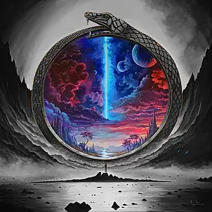 Martyna Mączka, Ouroboros, Acrylic painting - canvas, 100 x 100