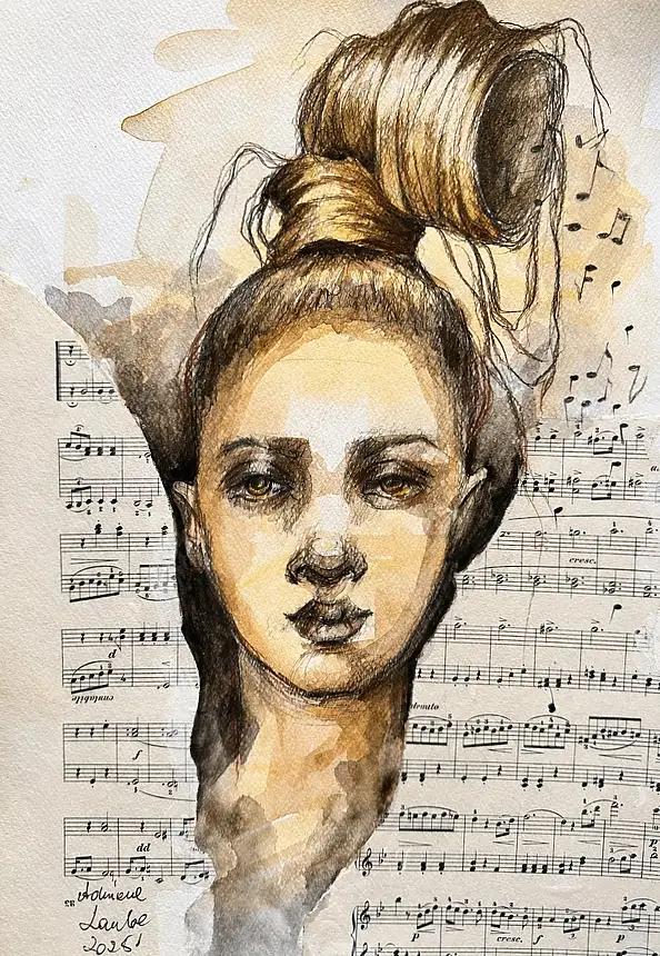 Adriana Laube, "Usłysz mnie", Akwarele, Inne, Kolaż, Ołówek, Techniki mieszane - papier, 30 x 42