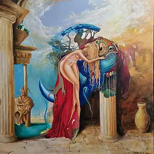 Tomasz Jaxa Kwiatkowski, Dormant vigilance, Oil painting - canvas, 100 x 100