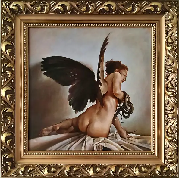 Paweł Wołos, Uwolnij nas od złego, Laserunek, Obraz olejny - płótno, 45 x 45