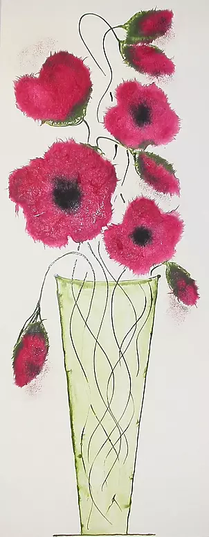 Rachel McCullock - Vase of poppies