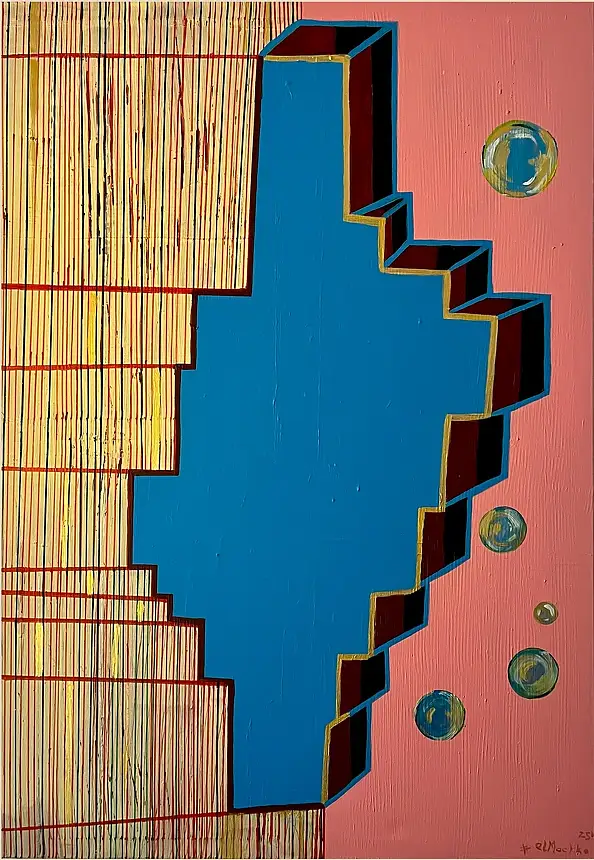 eL Moccko, Viaje especial, Kredka, Obraz akrylowy - płótno, 90 x 130