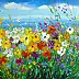 Olha Darchuk, Vibrant Wildflower Meadow, Oil painting - canvas, 70 x 50