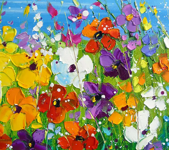 Olha Darchuk, Vibrant Wildflower Meadow, Oil painting - canvas, 70 x 50