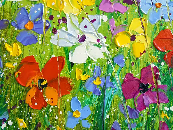 Olha Darchuk, Vibrant Wildflower Meadow, Oil painting - canvas, 70 x 50