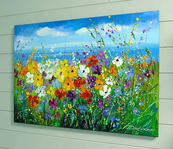 Olha Darchuk, Vibrant Wildflower Meadow, Oil painting - canvas, 70 x 50