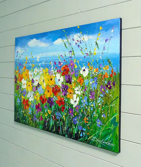 Olha Darchuk, Vibrant Wildflower Meadow, Oil painting - canvas, 70 x 50