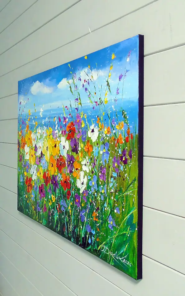 Olha Darchuk, Vibrant Wildflower Meadow, Oil painting - canvas, 70 x 50
