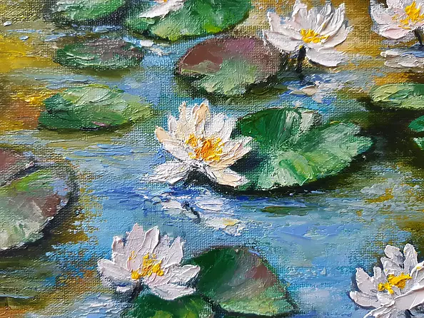 Yana Yeremenko - "WATER LILIES",oil painting, flowers