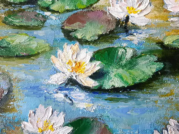 Yana Yeremenko - "WATER LILIES",oil painting, flowers