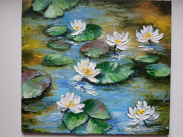 Yana Yeremenko - "WATER LILIES",oil painting, flowers