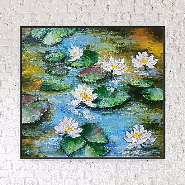 Yana Yeremenko - "WATER LILIES",oil painting, flowers